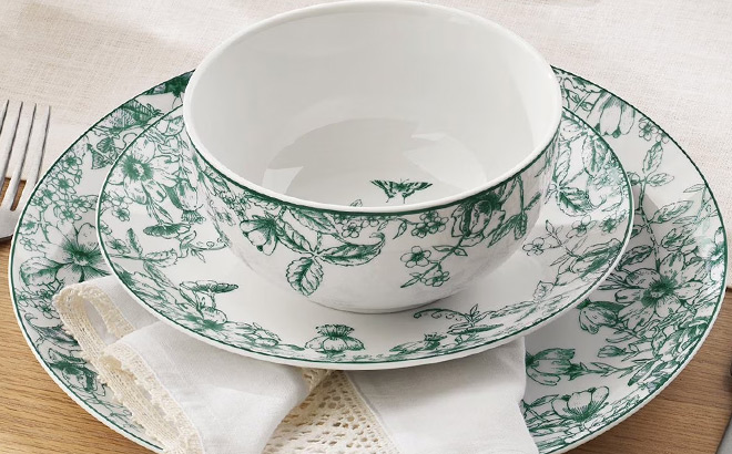 Members Mark 12 Piece Porcelain Toile Dinnerware Set