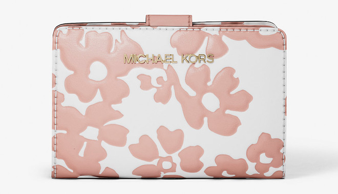Michael Kors Jet Set Medium Floral Print Bi Fold Wallet Michael Kors Jet Set Medium Floral Print Bi Fold Wallet
