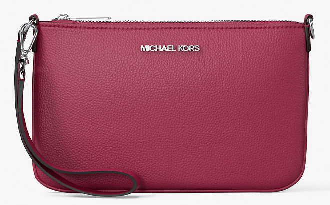 Michael Kors Outlet Jet Set Small Pebbled Leather Convertible Wristlet 1