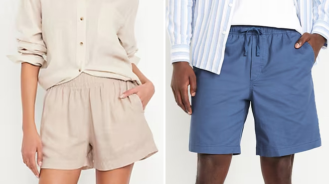 Old Navy Womens High Waisted Linen Blend Pull On Shorts