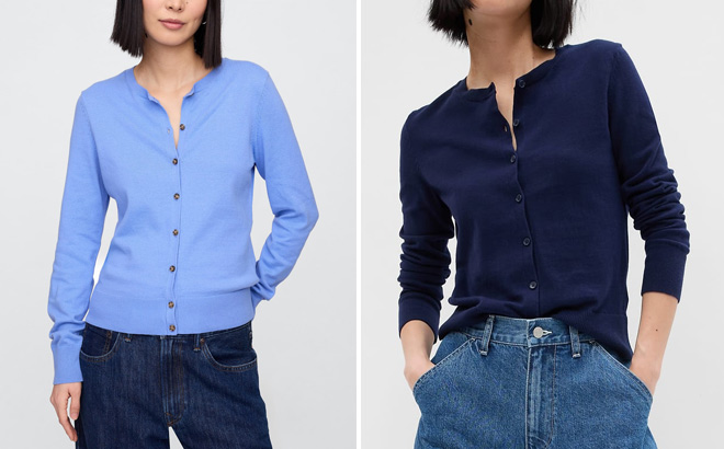 People Wearing GAP Crewneck Cardigans