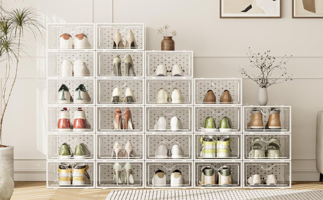 Pinkpum Shoe Storage Boxes 15 Pack