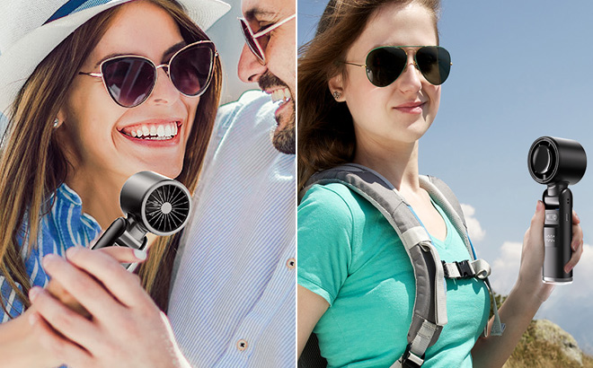 Portable Handheld Turbo Fan in Use