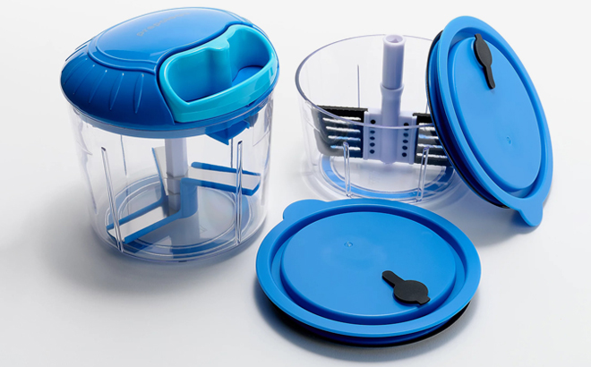 Prepology 4 Cup Pull Chopper with Extra Container and Attachments in Ocean Blue Color Prepology 4 Cup Pull Chopper with Extra Container and Attachments in Ocean Blue Color