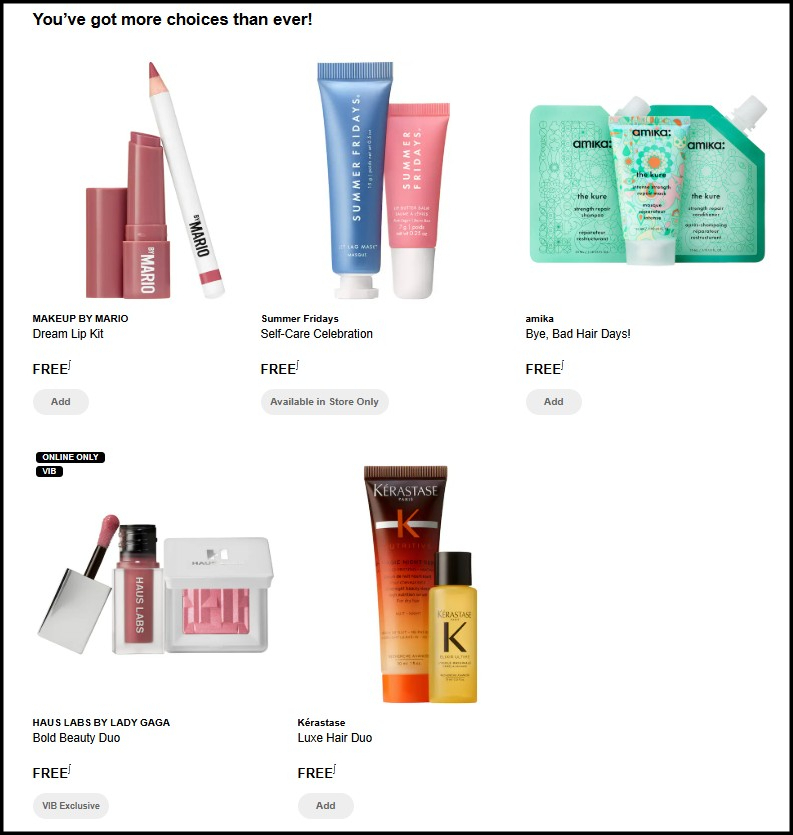 Sephora Birthday Gift Sets Options 