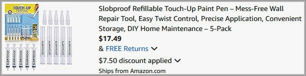 Slobproof Refillable Touch Up Paint Pen Checkout Screen