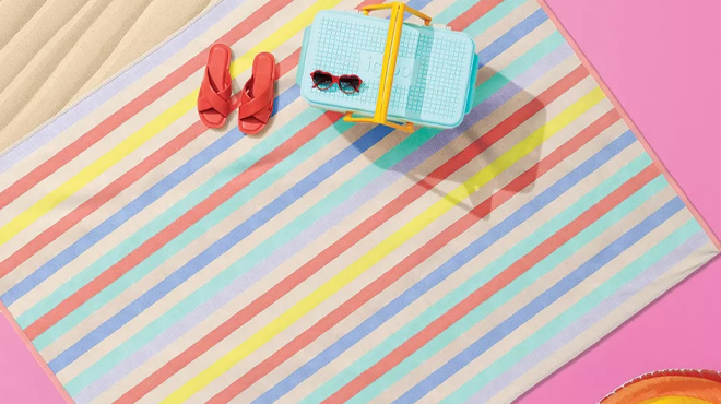 Sun Squad Multi Striped Oversized Jumbo Beach Towel