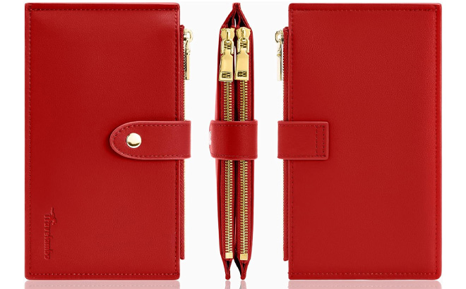 Travelambo Leather Wallet in Red Classic Color Travelambo Leather Wallet in Red Classic Color