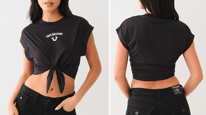 True Religion Logo Front Tie Front Tee