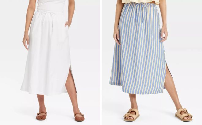 Universal Thread Womens Tie Front Midi A Line Skirt