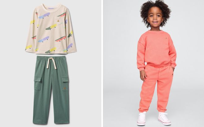 babyGap Mix and Match Two Piece Outfit Set and Baby Toddler VintageSoft Relaxed Joggers