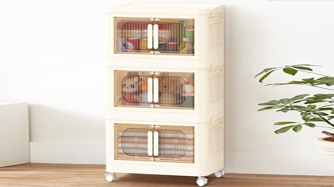 3 Tier Rolling Stackable Storage Bins