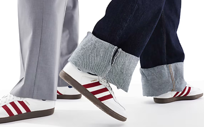 A Man and Woman Wearing Adidas Originals Samba OG Sneakers A Man and Woman Wearing Adidas Originals Samba OG Sneakers