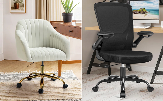 Adan Modern Velvet Task Chair with Wood Frame and Back and Inbox Zero Black Task Chair