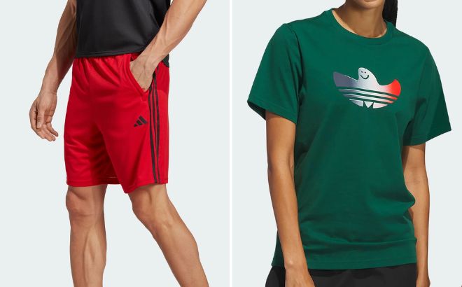 Adidas Mens Train 3 Stripes Training Shorts and Shmoofoil Fill Tee Adidas Mens Train 3 Stripes Training Shorts and Shmoofoil Fill Tee