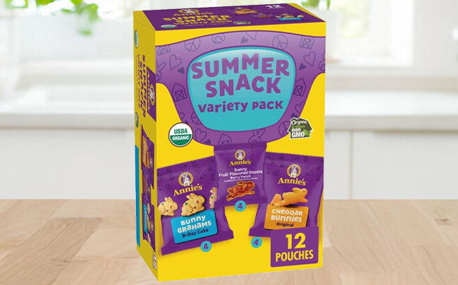 Annies Sweet and Salty Snack 12 Count Variety Pack Box on a Table