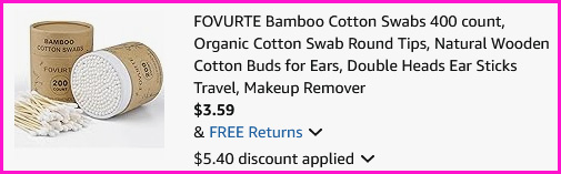 Bamboo Cotton Swabs Checkout Screen