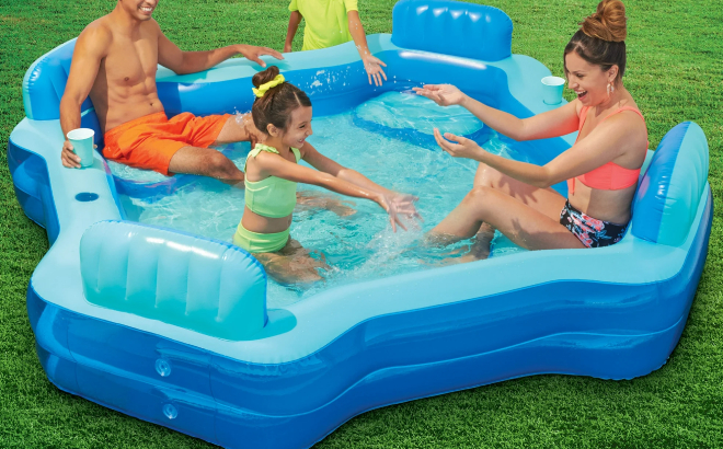 Bluescape Blue Deluxe Comfort Inflatable Family Swimming Pool