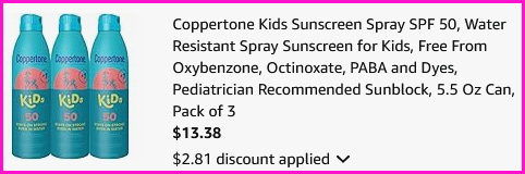 Coppertone Kids Sunscreen Checkout Screen