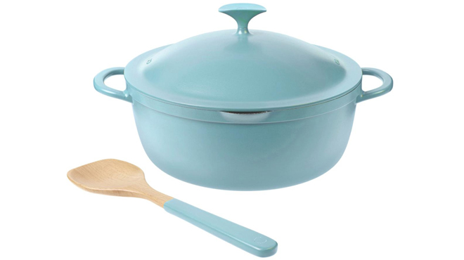 Curtis Stone 5 7 Quart Dura Pan All Day Pot with Wooden Spoon