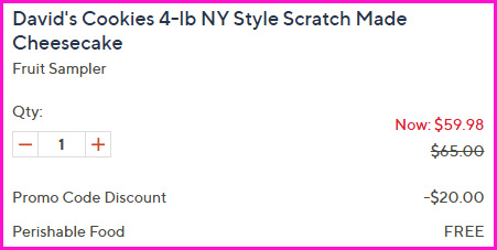 Davids Cookies Cheesecake Checkout Screen