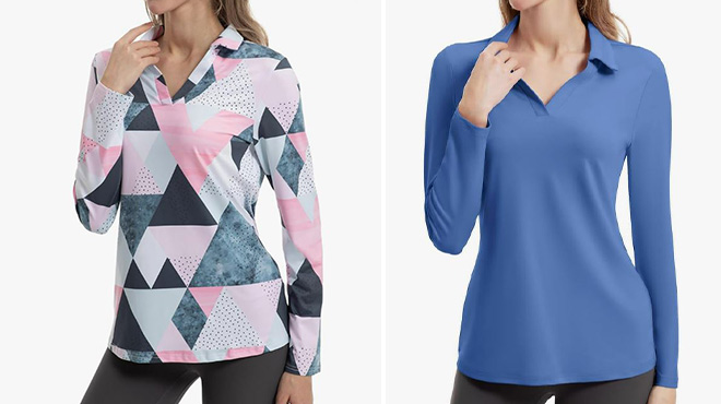 FKEEP Womens Activewear Workout V Neck Long Sleeved Shirt