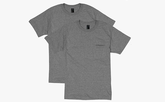 Hanes Men's Beefy-t T-Shirt 2-Pack in Charcoal Heather Color