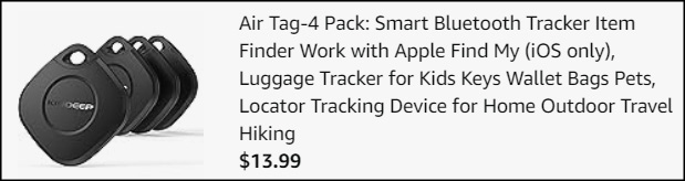 Kindeep Air Tracker 4 Pack Checkout