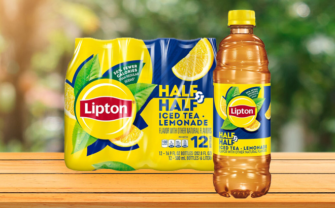 Lipton Iced Tea and Lemonade 12 Pack on Table