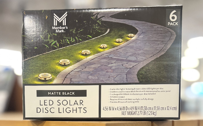 Members Mark Matte Black LED Solar Disc Lights 6 Pack