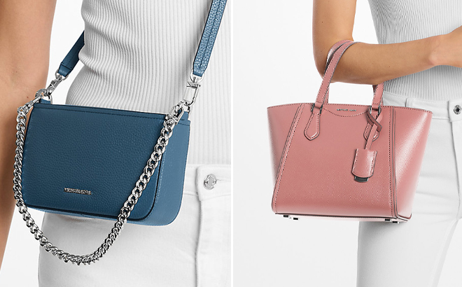 Michael Kors Bryant Small Pebbled Leather Convertible Pochette and Taryn Small Leather Convertible Crossbody Bag