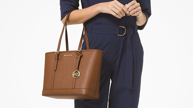 Michael Kors Jet Set Travel Small Saffiano Leather Top Zip Tote Bag