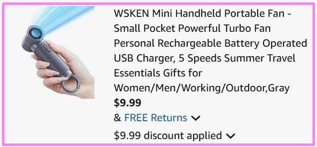 Mini Portable Fan Amazon Checkout Screenshot Mini Portable Fan Amazon Checkout Screenshot