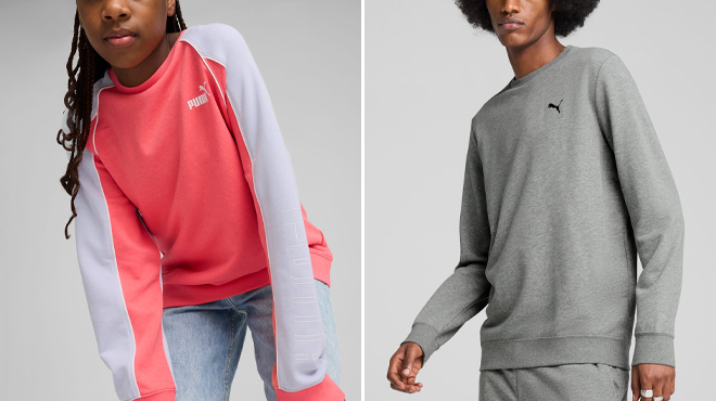 Puma Sport Heritage Big Kids Crew Sweatshirt and Puma Essentials Mens Crew Neck Sweatshirt