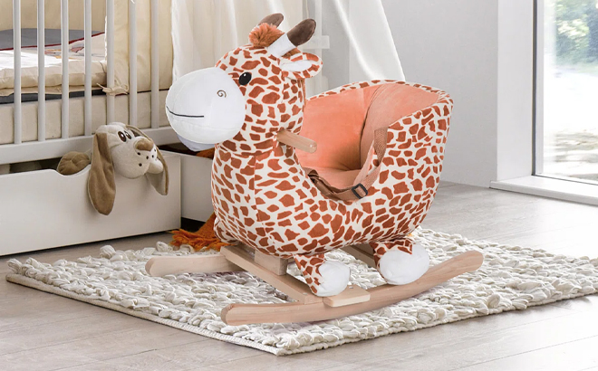 Qaba Giraffe Plush Rocker in a Childs Room