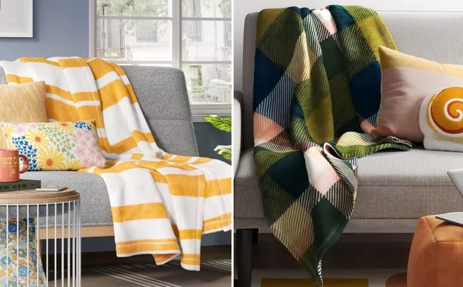 Room Essentials Printed Plush Striped Throw Blanket