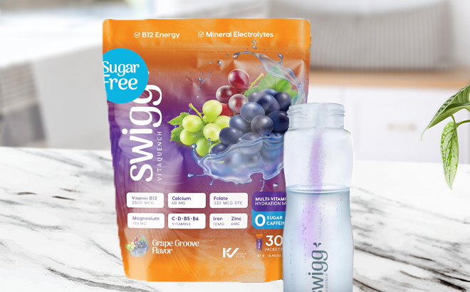Swigg Electrolytes Powder Bag on a Kitchen Counter Swigg Electrolytes Powder Bag on a Kitchen Counter