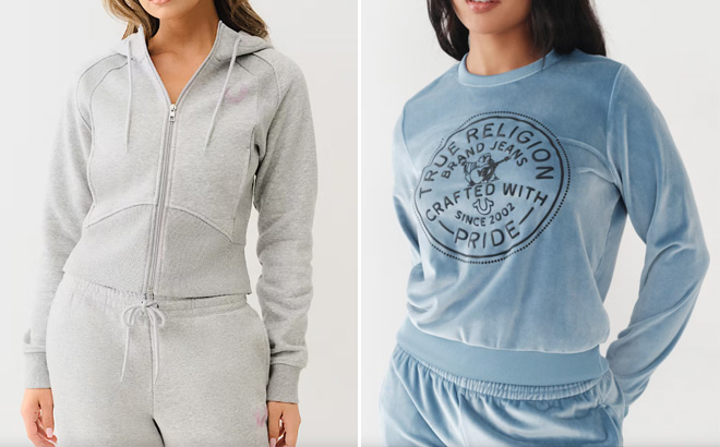 True Religion Shrunken Star Ribber Zip Hoodie