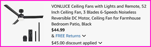 Vonluce Ceiling Fan Checkout Screen