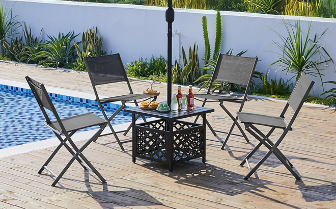 Yaheetech Patio Portable Dining Chairs Set of 4 with Metal Frame Yaheetech Patio Portable Dining Chairs Set of 4 with Metal Frame