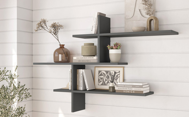 Zipcode Design Girouard 3 Piece Floating Shelf in Anthracite