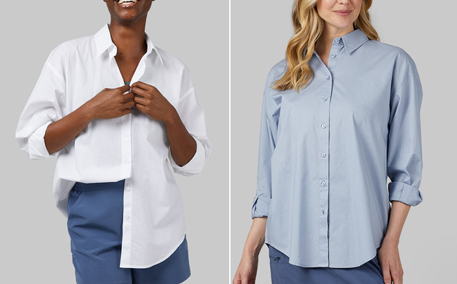 32 Degrees Womens Oversized Cotton Button Up 32 Degrees Womens Oversized Cotton Button Up