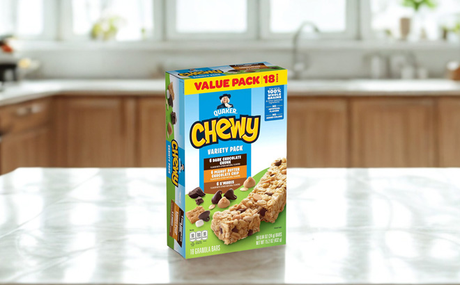 A Box of Quaker Chewy Granola Bars on a Table