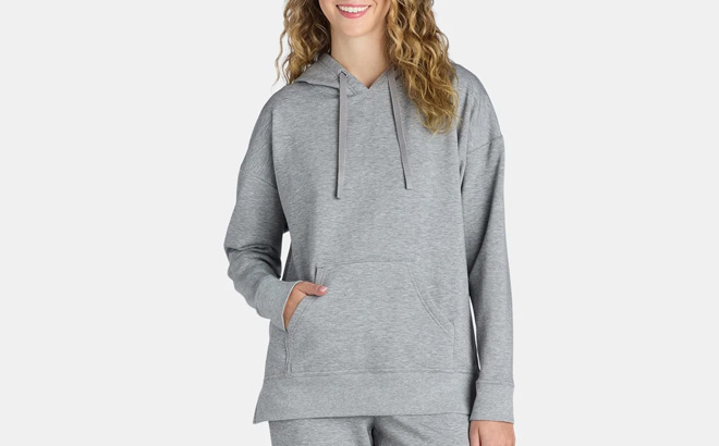 A Person Wearing Athletic Works Womens Super Soft Hoodie