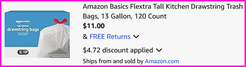 Amazon Basics Trash Bags Checkout Screen Amazon Basics Trash Bags Checkout Screen