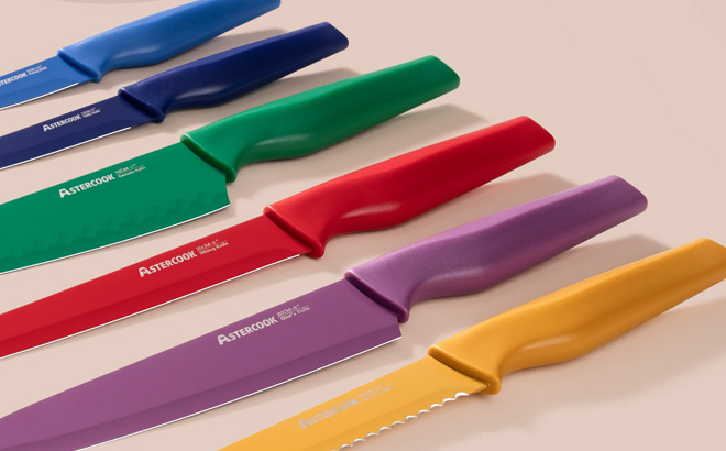 Astercook 6 Piece Colorful Kitchen Knife Set
