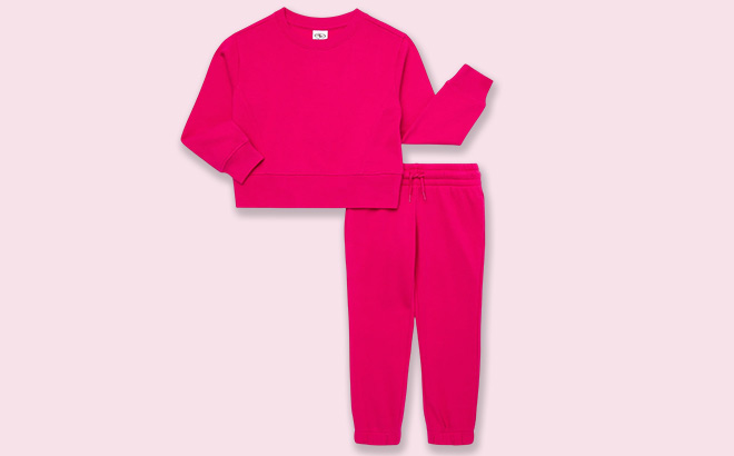 Athletic Works Girls Fleece Sweatshirt Sweatpants Set