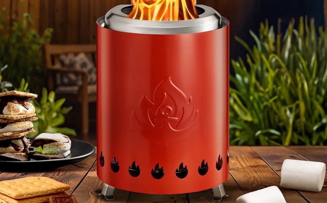 Auseo Tabletop Fire Pit in Red