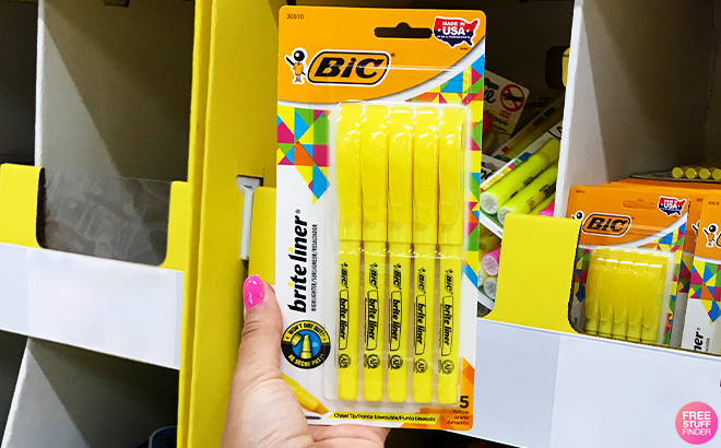 BIC Brite Liner Grip Highlighter 5 Count BIC Brite Liner Grip Highlighter 5 Count
