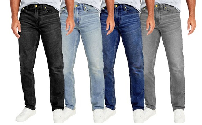 BLU ROCK 3 Pack Mens Flex Stretch Straight Leg Jeans